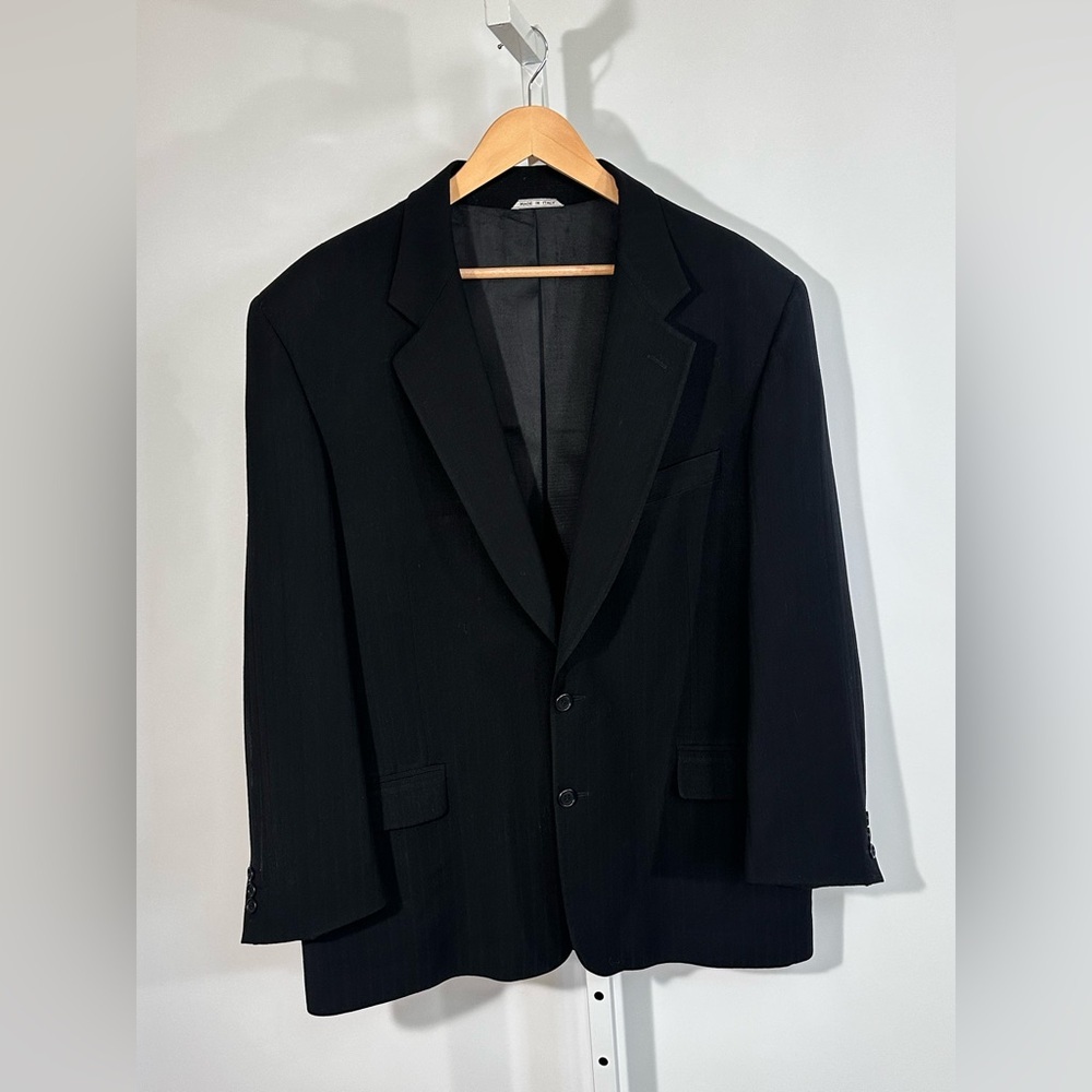 CHIAVARI Made in Italy Black Wool Blazer Classic Tailored 44R